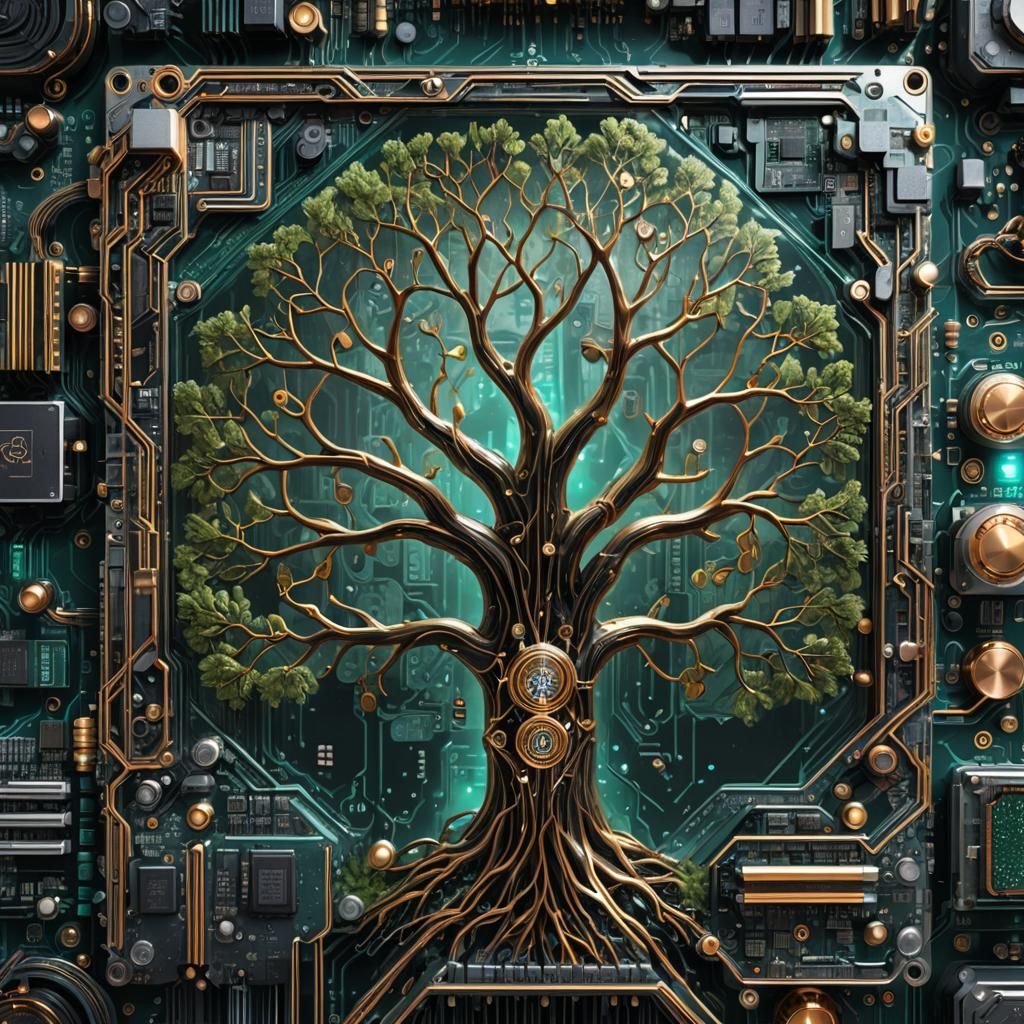 Tree of Life Integrated into Transparent Motherboard