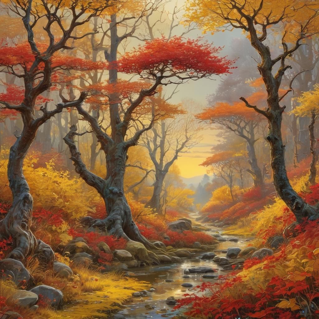 Brilliant Autumnal Landscape in Fantasy Art Style