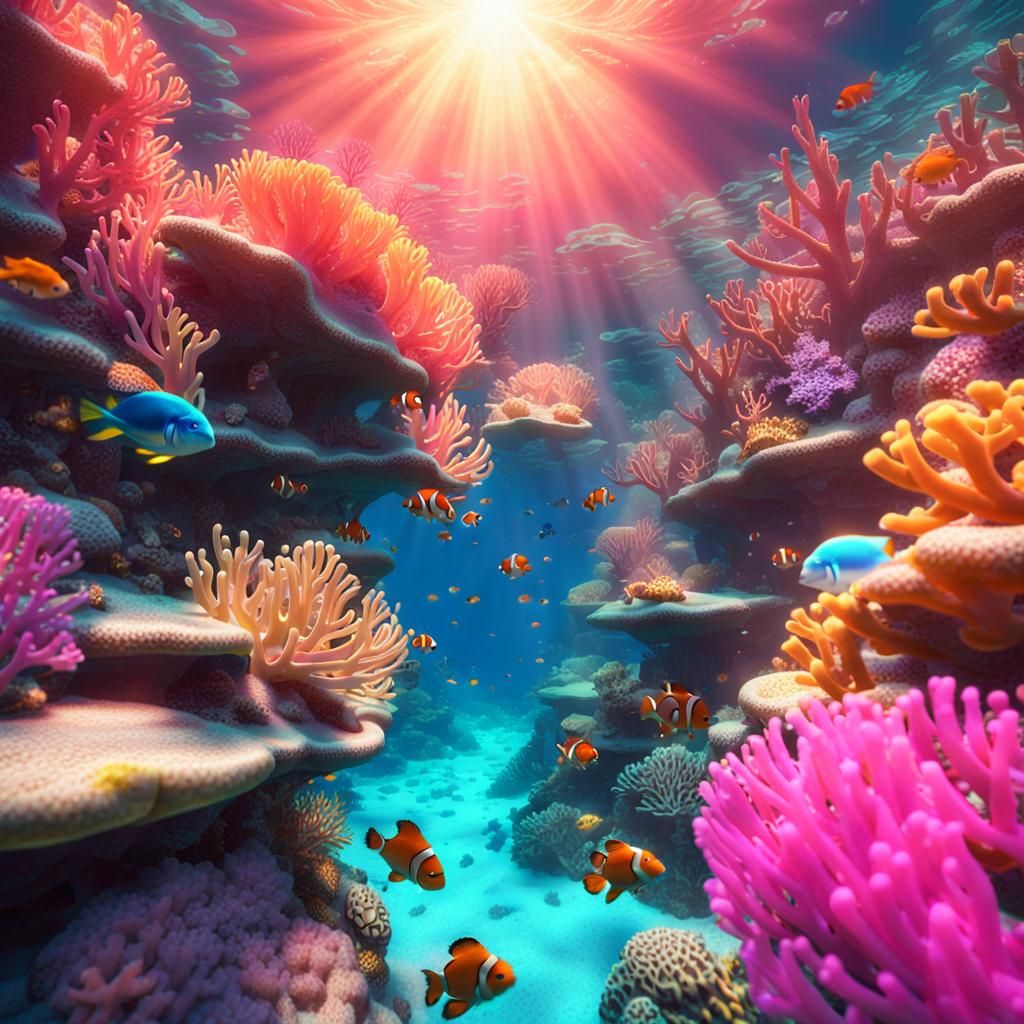 Vibrant Coral Reef Scene in Unreal Engine 5