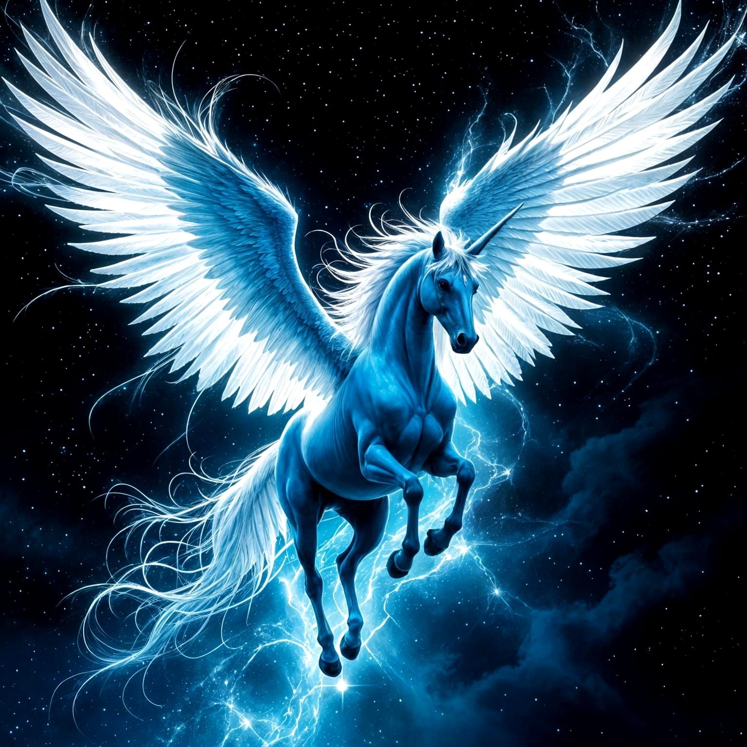 Surreal Pegasus with Starlight Wings in Dark Fantasy