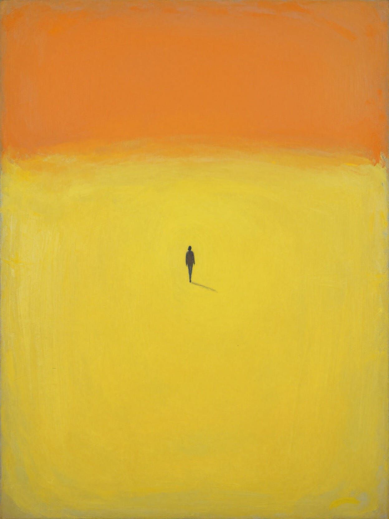 Minimalist Yellow and Orange Painting Stepping into Infinity