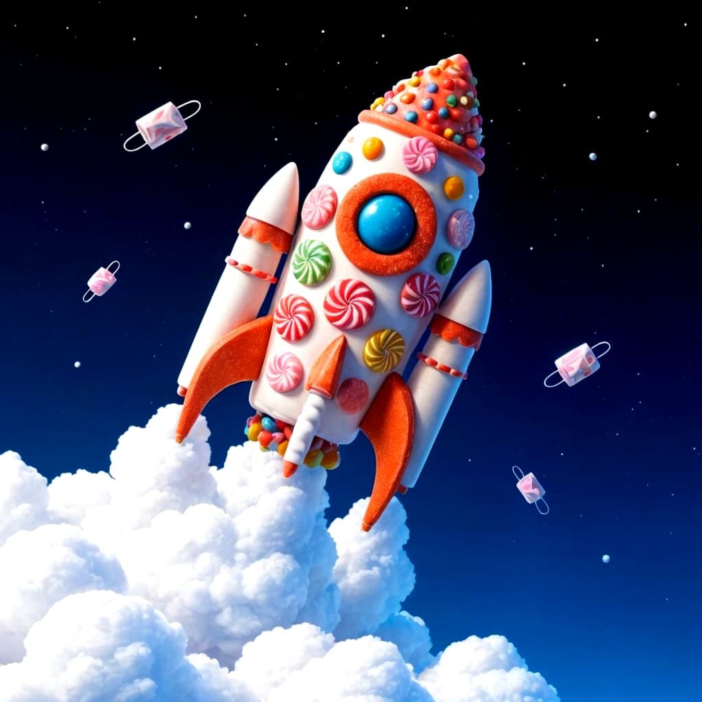 Candy Rocket Launch in Candyland Art Style