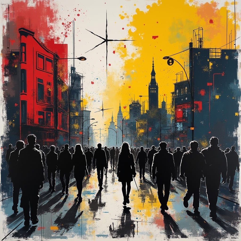 Stylized Cityscape in Bold Abstraction