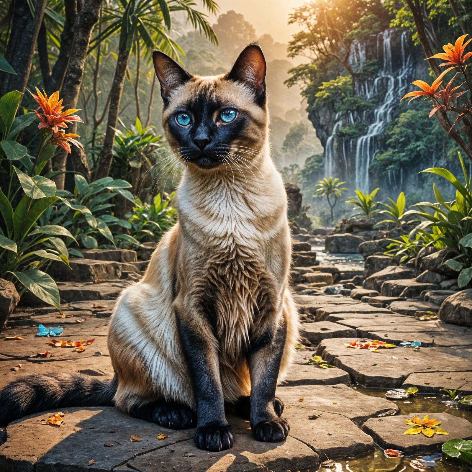 Siamese Cat in Thailand: Hyperrealistic Concept Art
