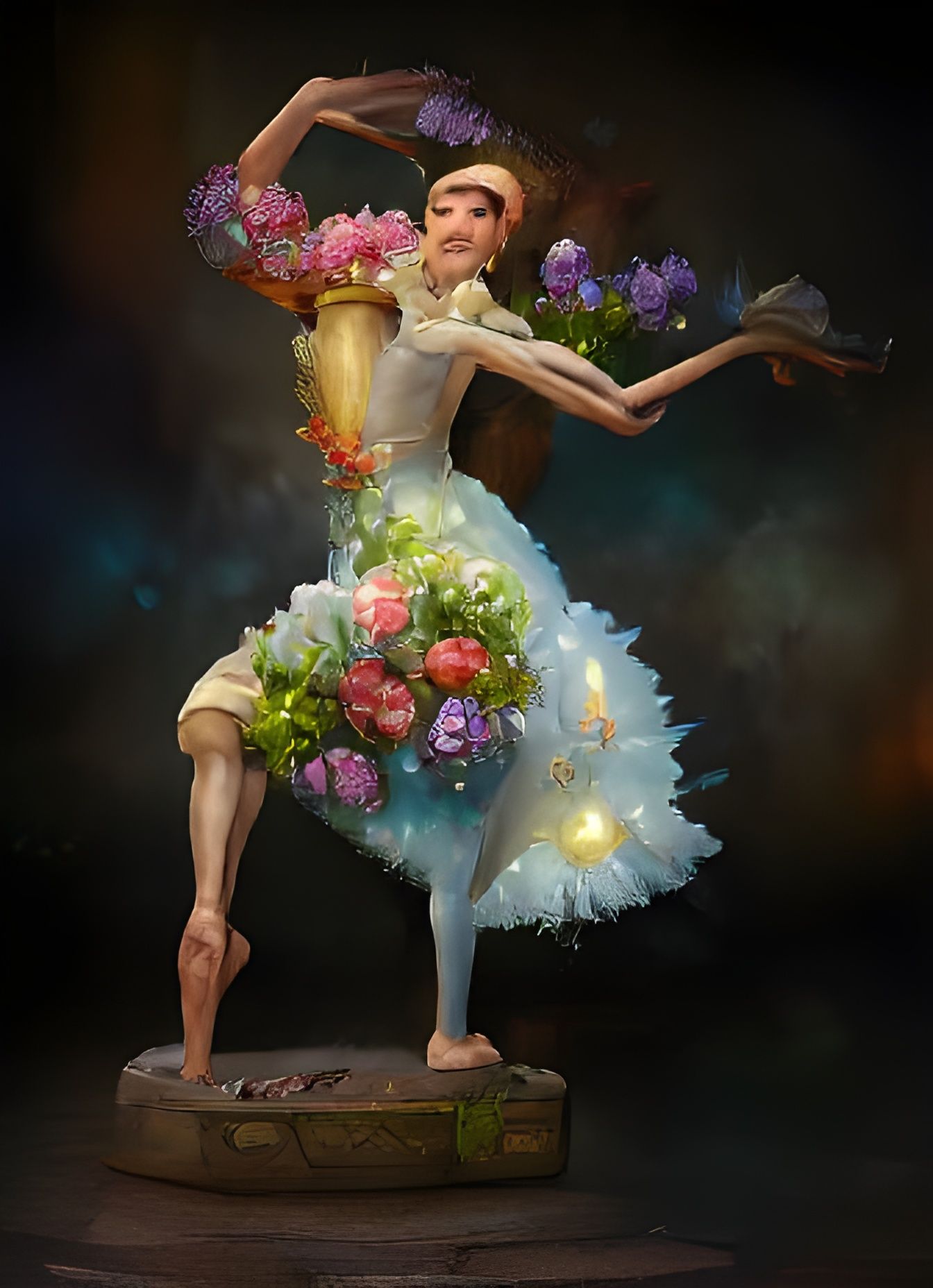 Floral Ballet Dancer in Surreal Digital Art Style