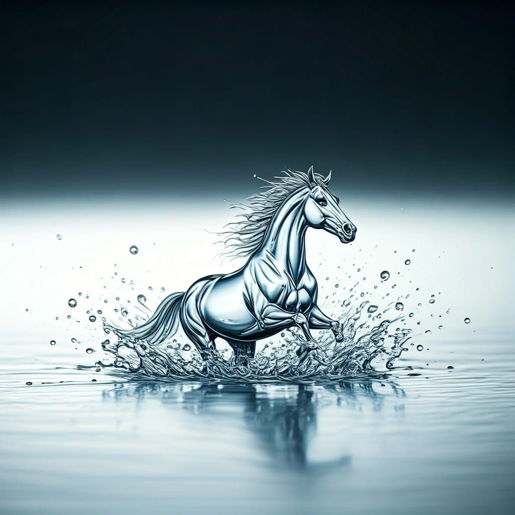 Sleek Minimalistic Dew Drop Equine in Raging River Stream