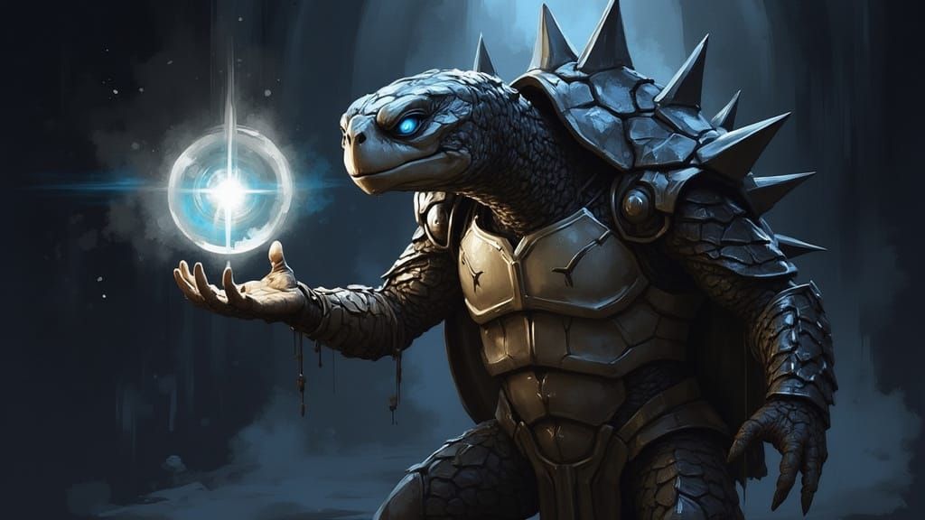 Futuristic Turtle with Light Nimbus in Digital Art