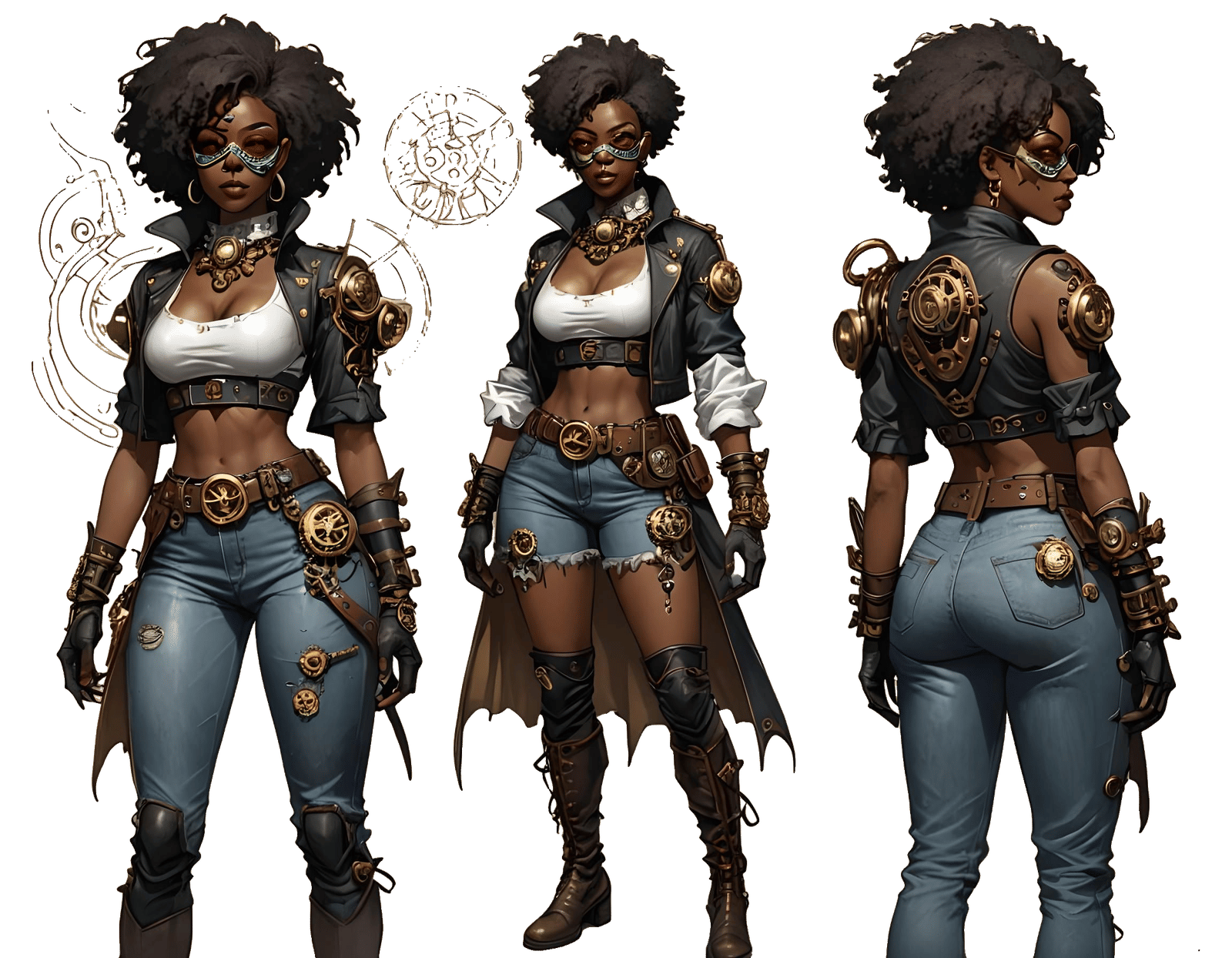 Steampunk Masked Figure Holding Woman