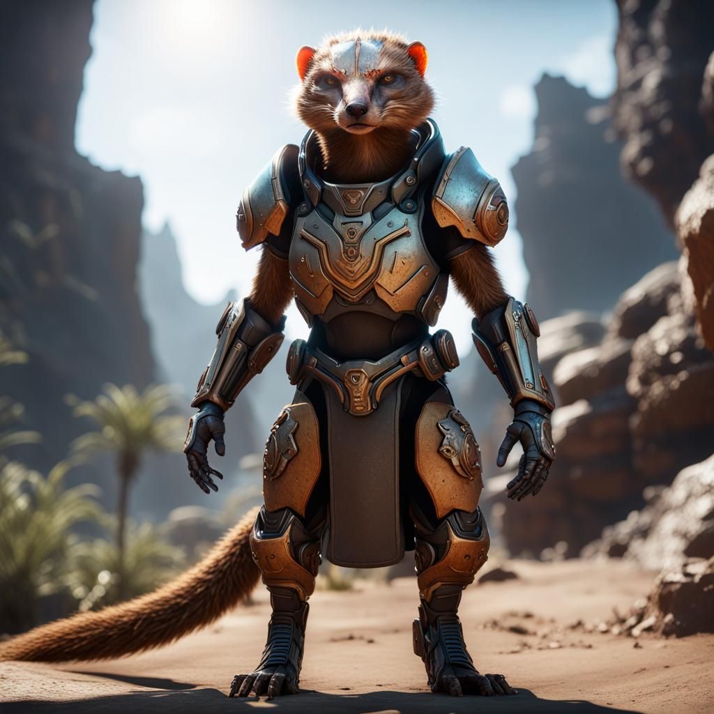 Android Guardian Mongoose in 3D Cinematic Style