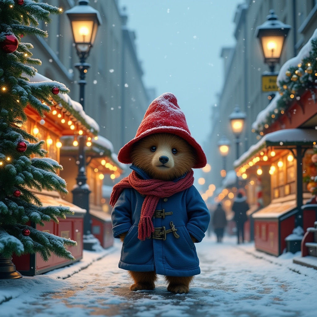 Festive Paddington Bear in Winter Wonderland