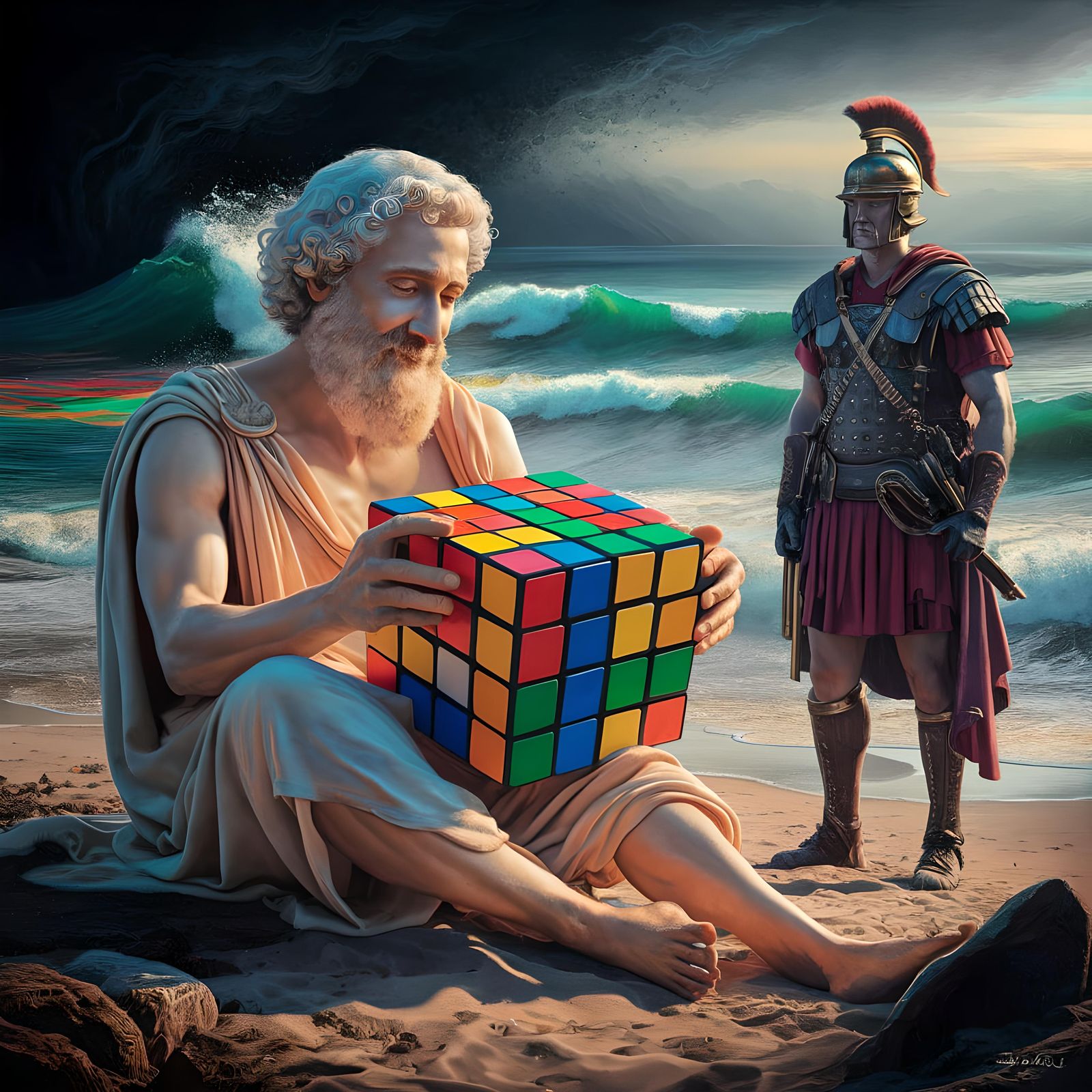 Archimedes and Rubik's Cube on the Beach
