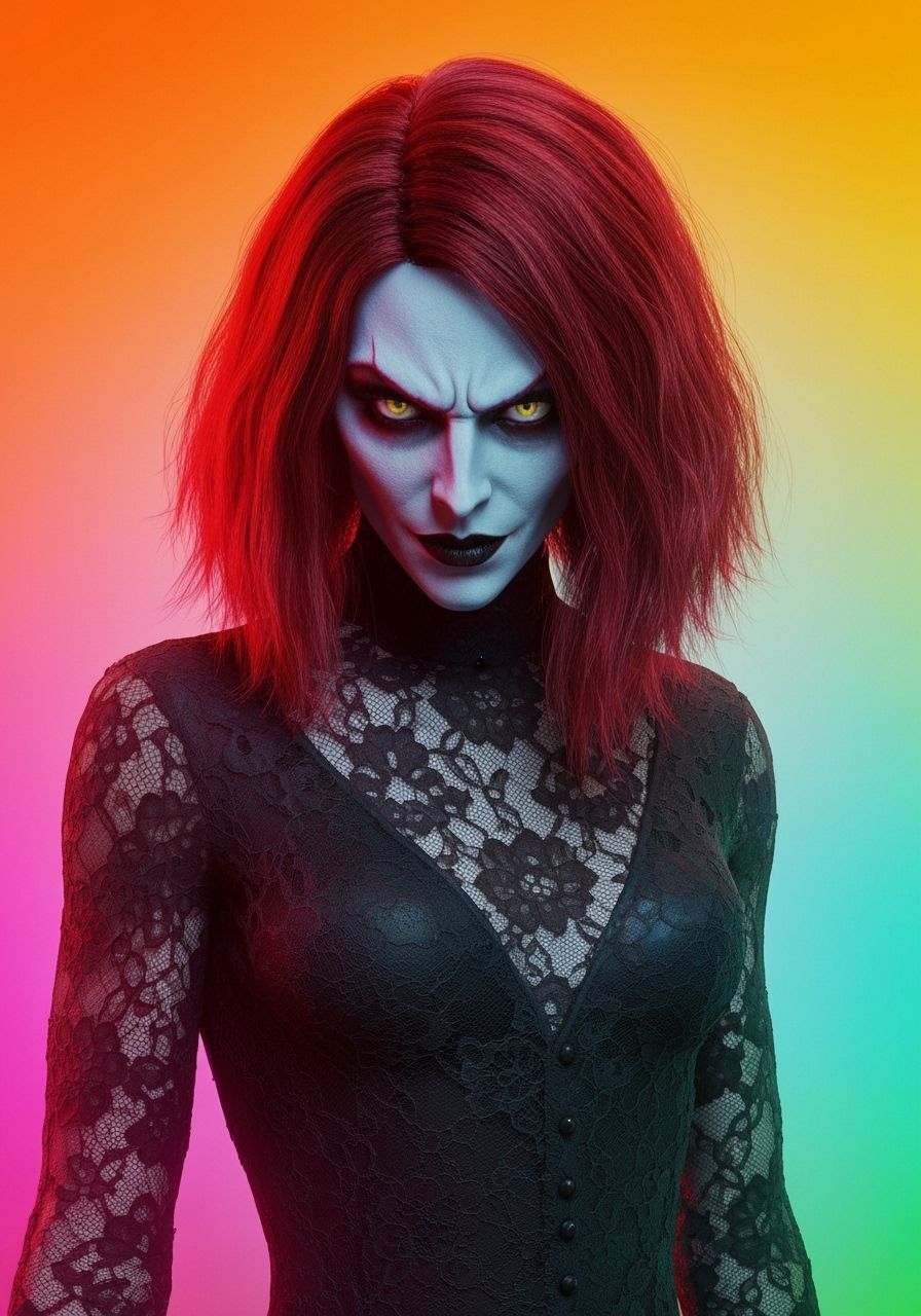 Gothic Spectral Figure with Malevolent Gaze in Tim Burton St...