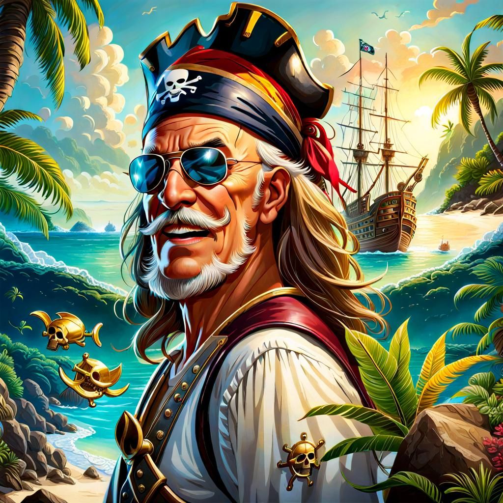 Pirate Cove with Hidden Treasure in Hyperrealistic Style