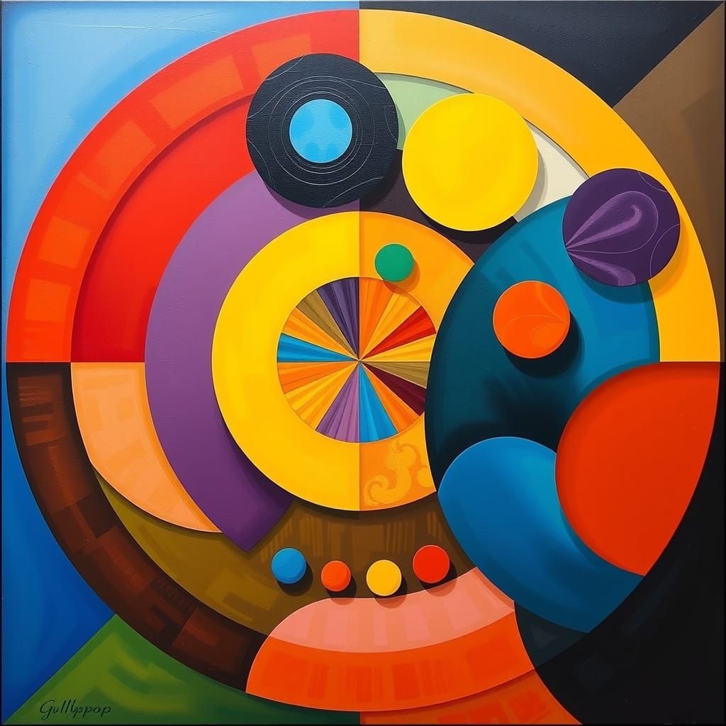 Analytical Cubism Masterpiece in Vibrant Geometry