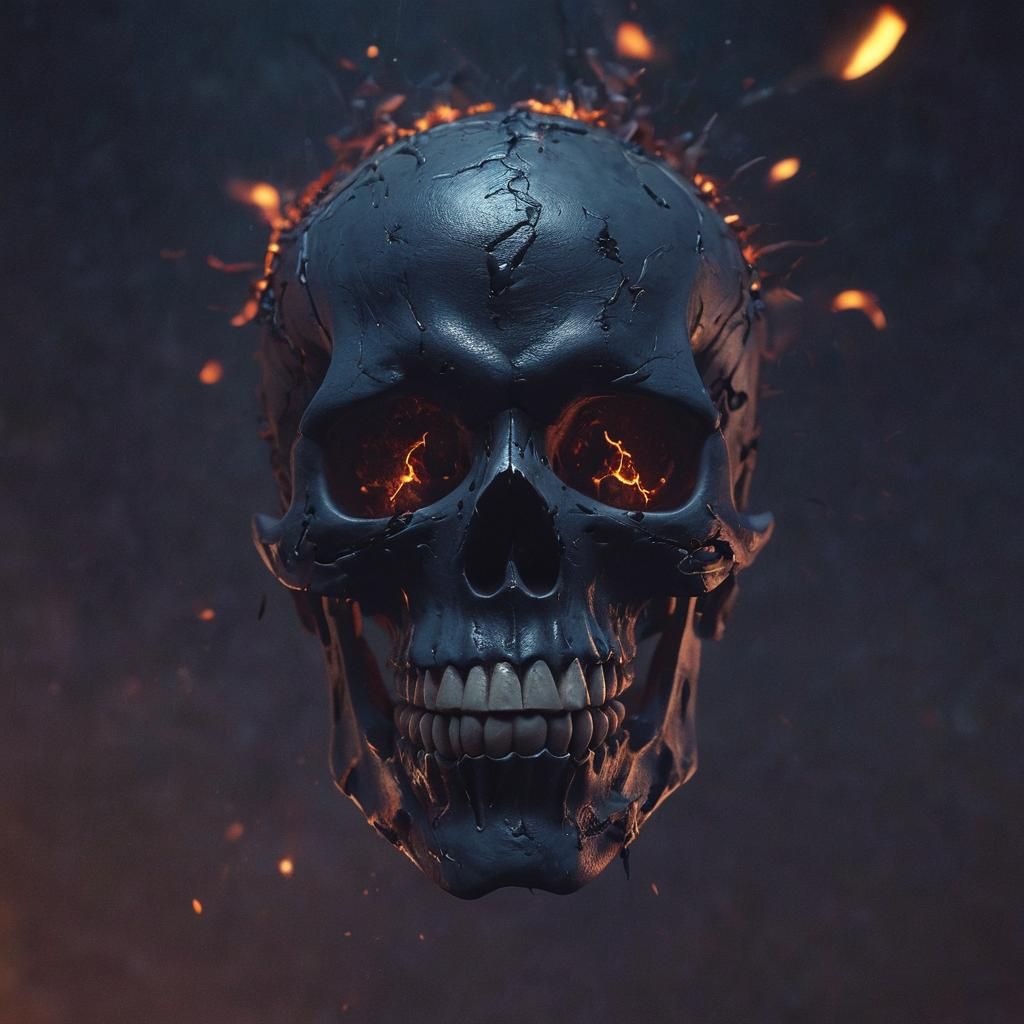 Grotesque Skull of Evil in Dark Fantasy Flames