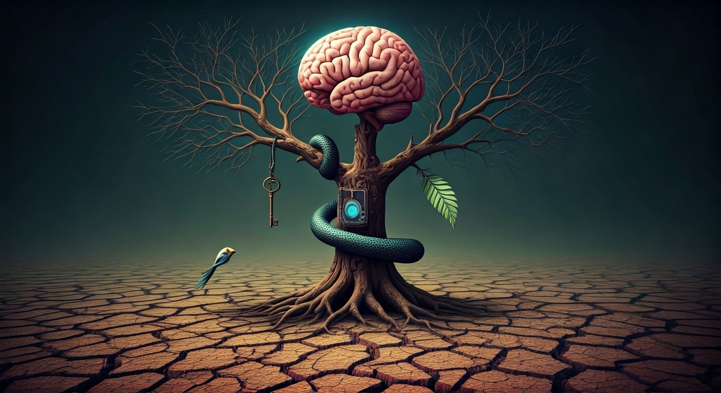 Symbolic Brain-Tree in Neon-Futurist Style