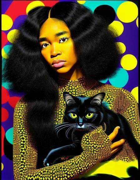 Woman Holding Black Cat