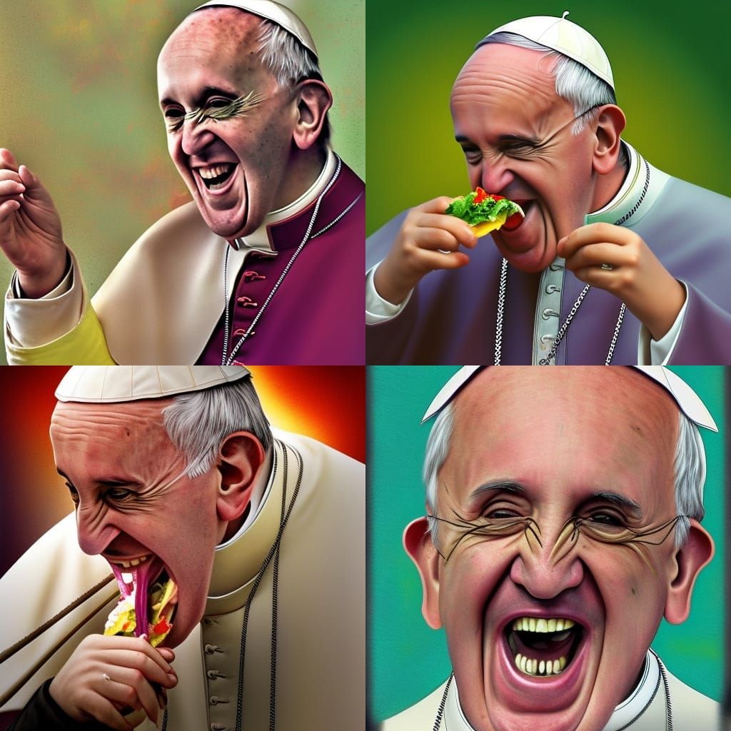 Pope Francis Laughing: Hyperrealistic Splash Art