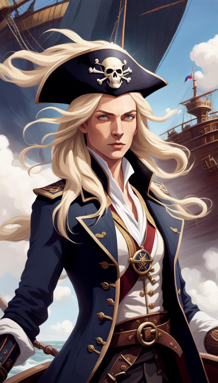 Confident Pirate in Flying Ship Portrait, Inspired by Greg R...