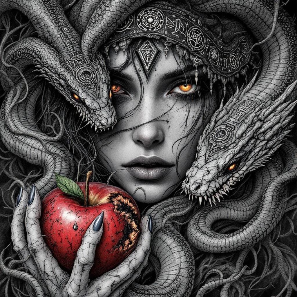 Lilith Tattoo Design with Serpent and Veil