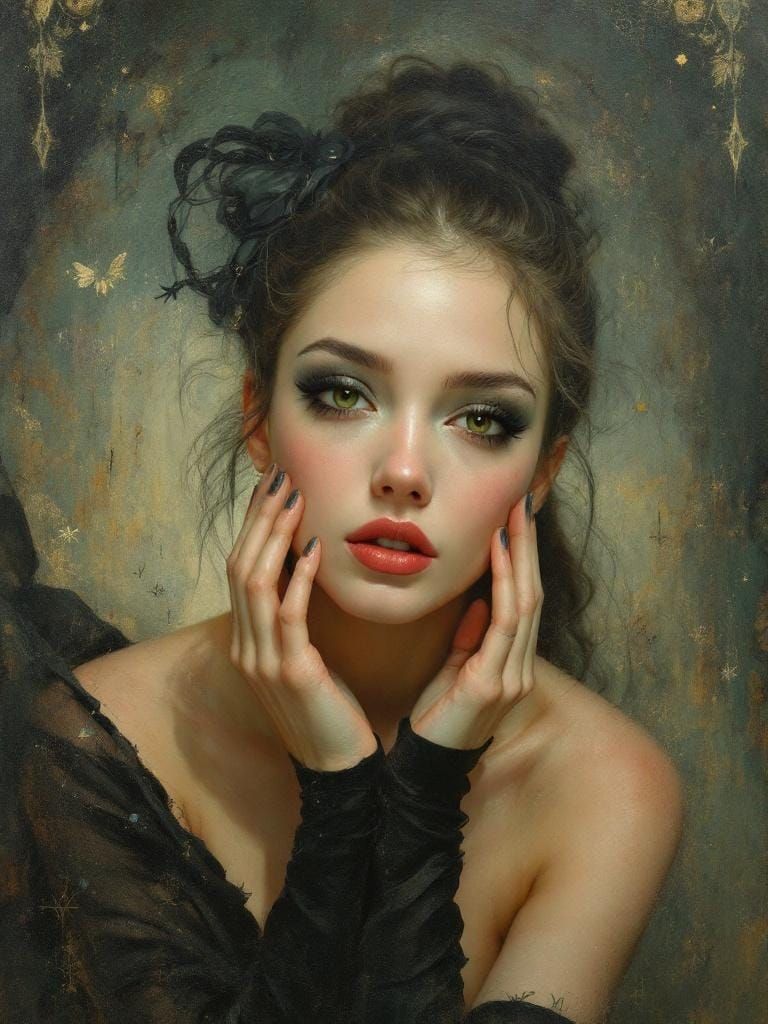 Punk Pin-Up in Art Nouveau Style