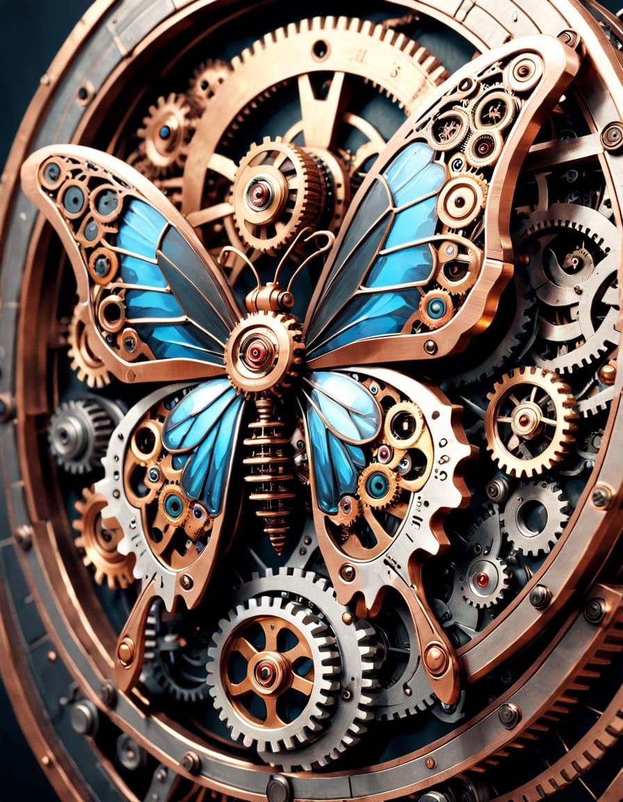 Gears of Elegance: Steampunk Butterfly in Industrial Fantasy