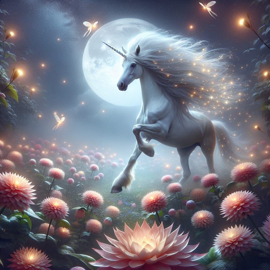 Radiant Unicorn Gallops Through Luminous Field
