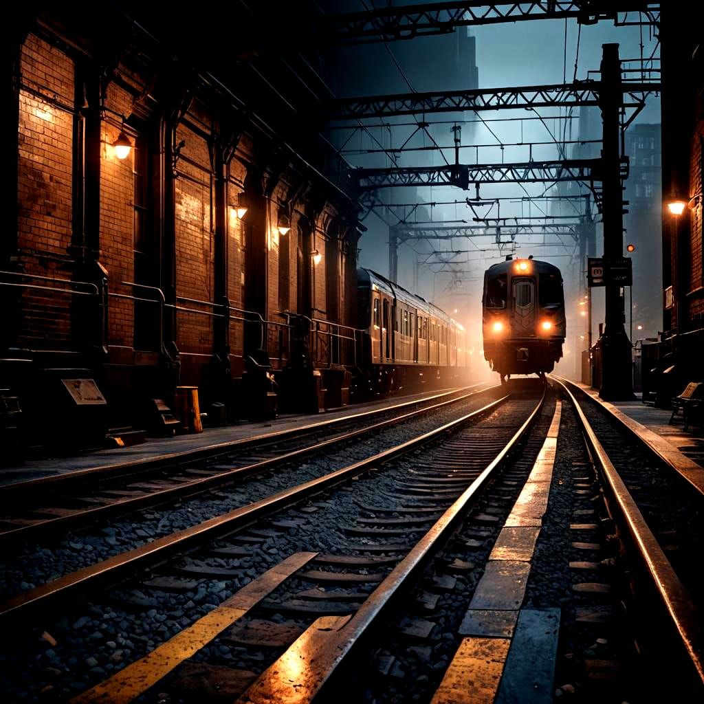 NYC Subway Tunnel with Approaching Train