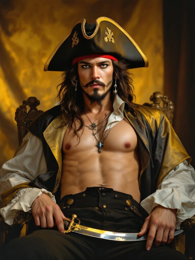 Blackbeard Portrait in Luminous Golden Light