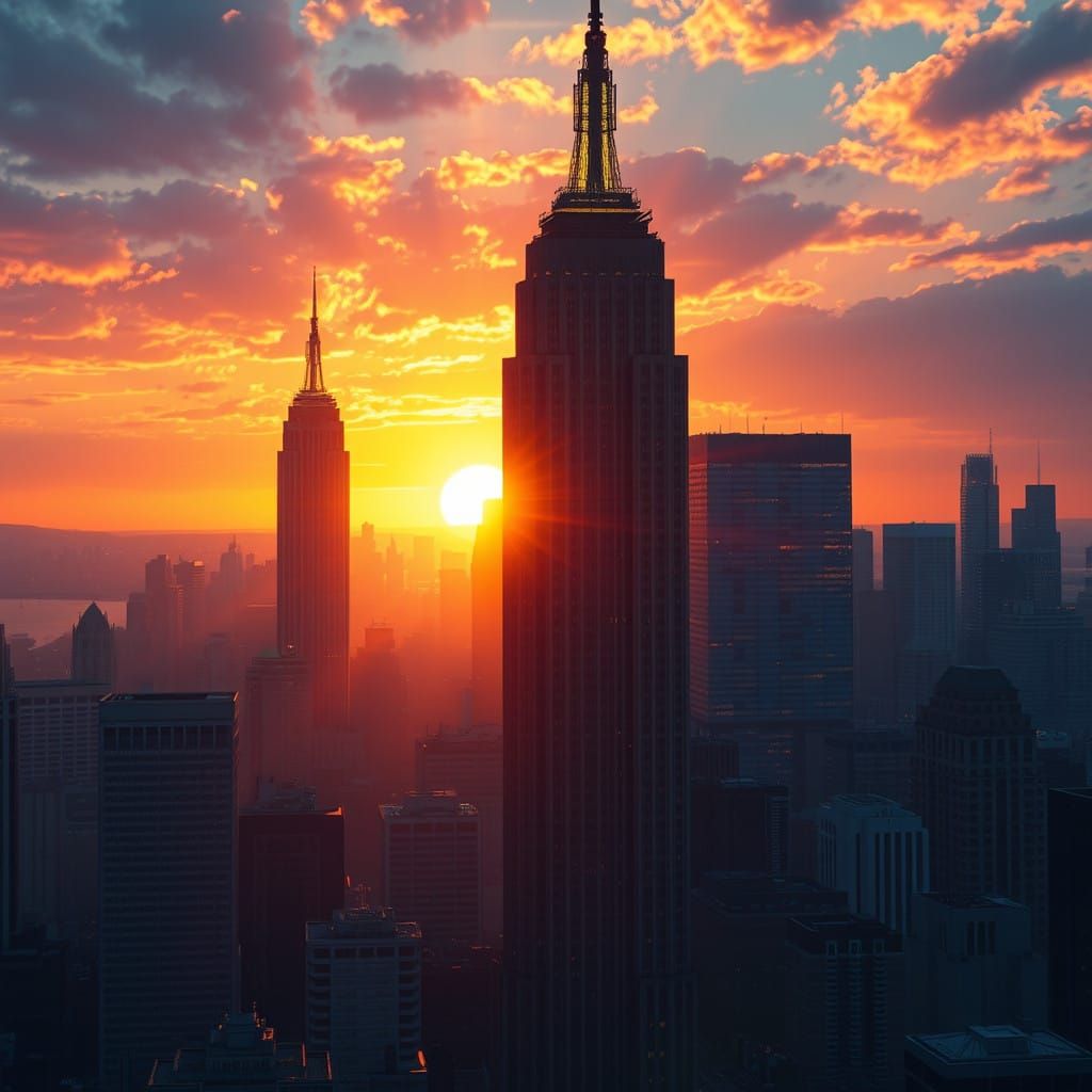 New York in Vibrant Sunset Glory