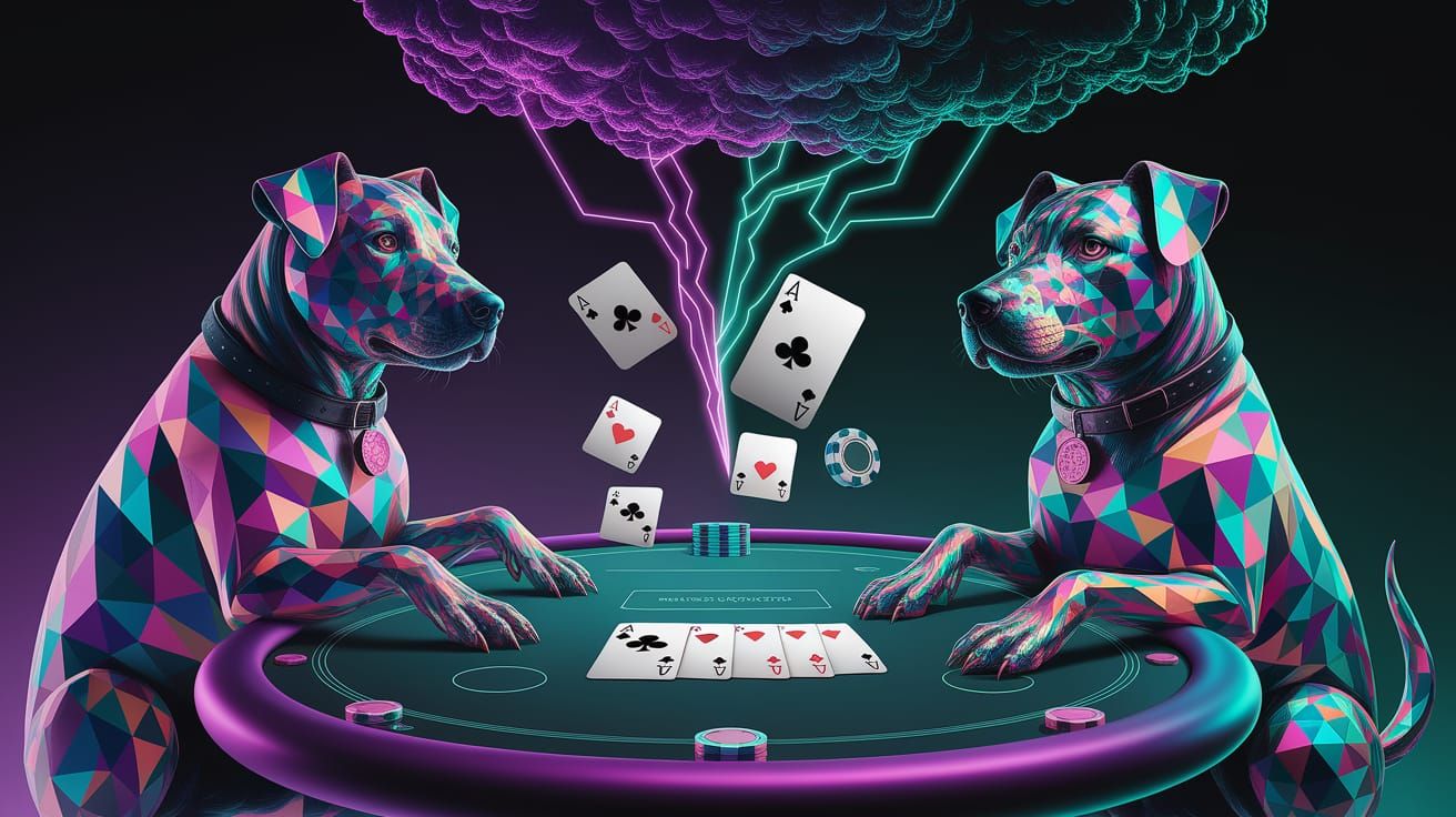 Surrealist Dogs Playing Poker in Cubist Style