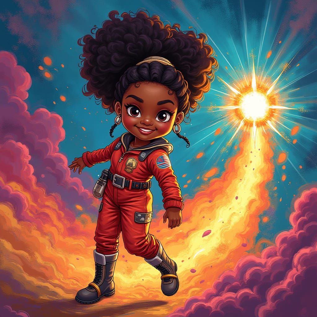 Confident Black Girl Celebrates Dr. Mae Jemison with Vibrant...