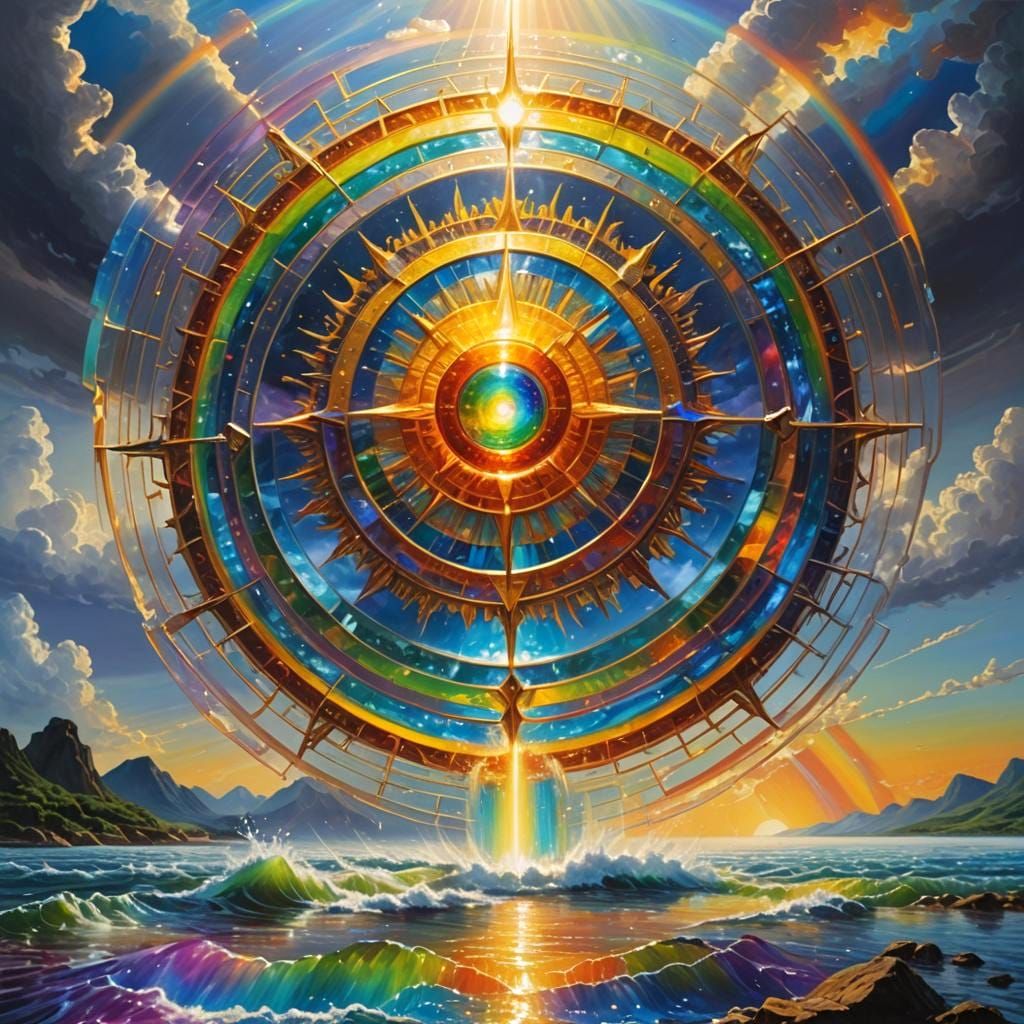 Surreal Sun Destroys River with Silver Geometry