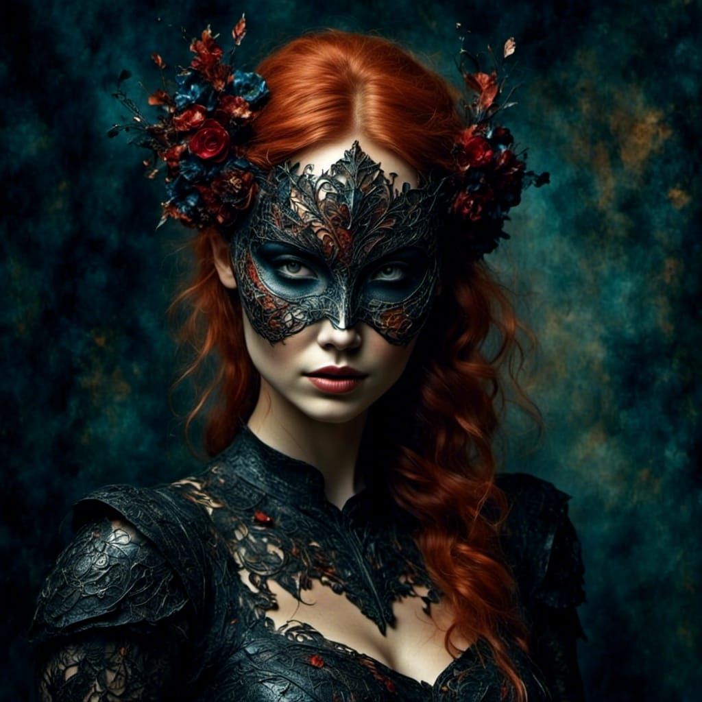 Curvy Elf in Black Dress, Impasto Multimedia