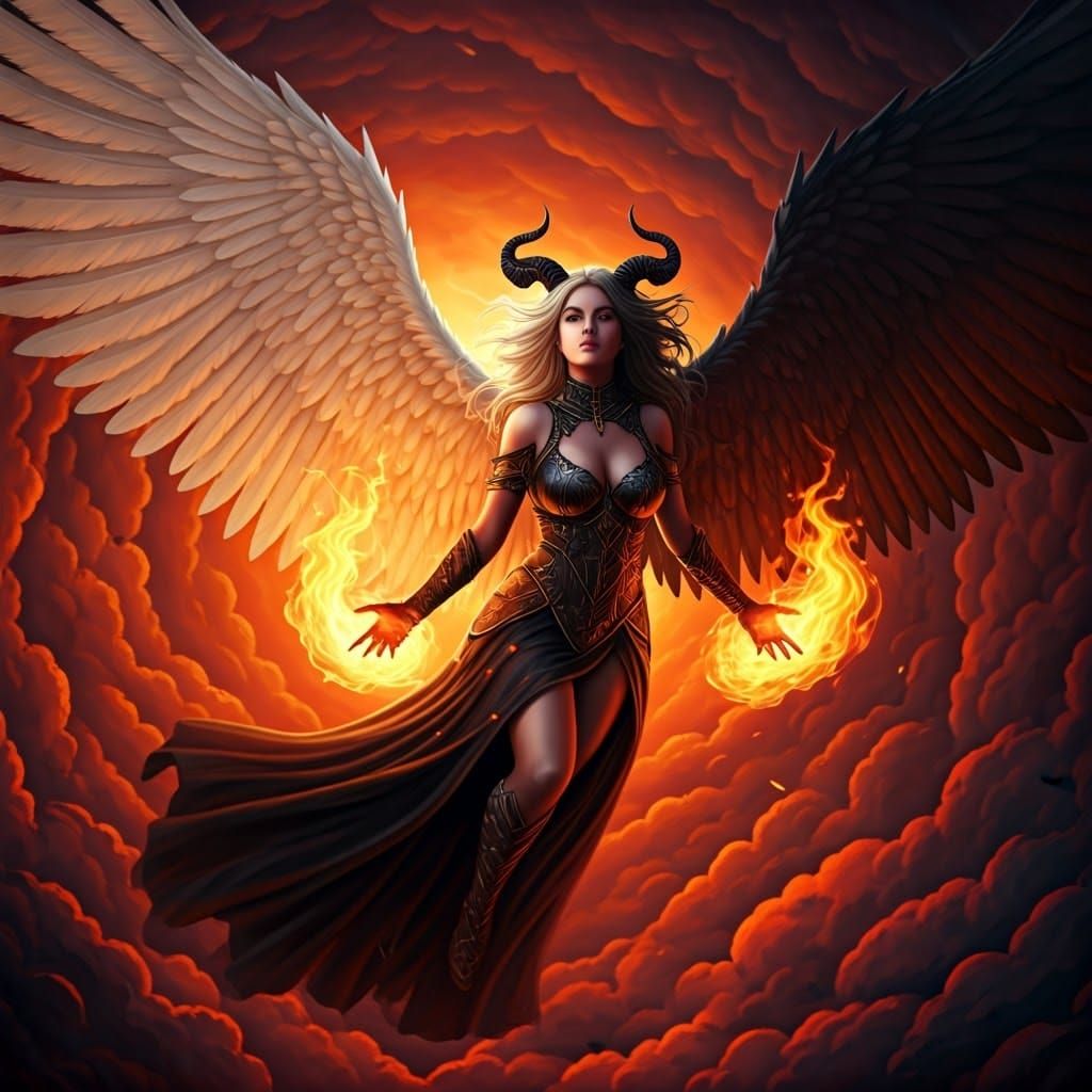 Fallen Angel's Transformation into Demoness