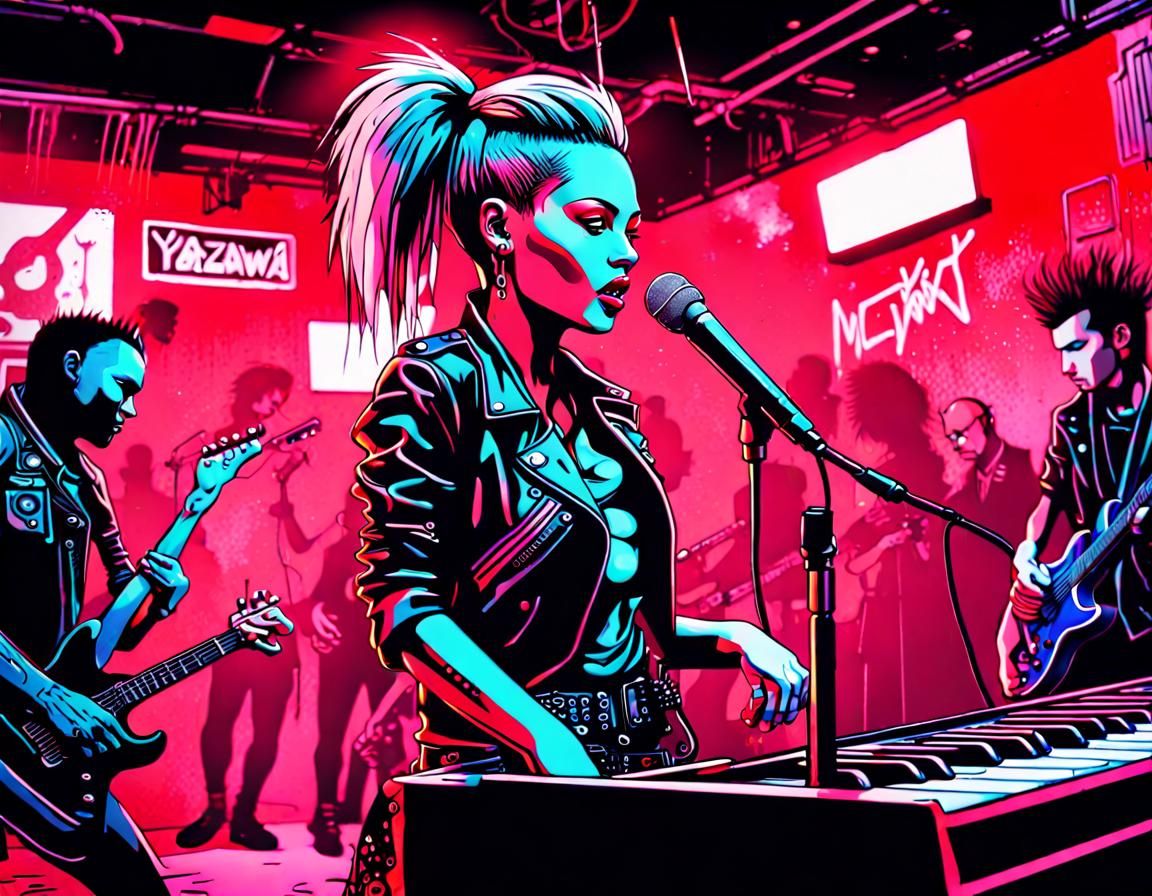 Cyberpunk Punk Rock Concert in Manga Style