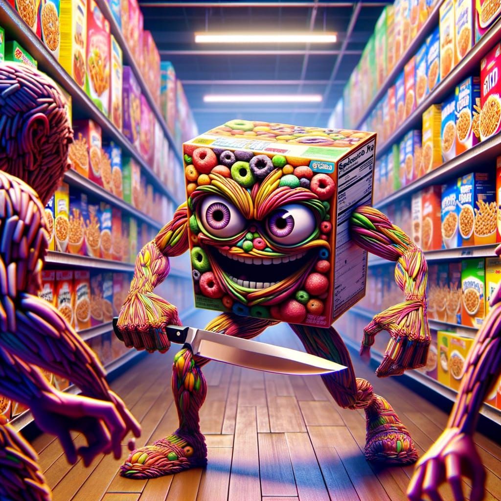 Menacing Fruit Loop Cereal Character in CGI