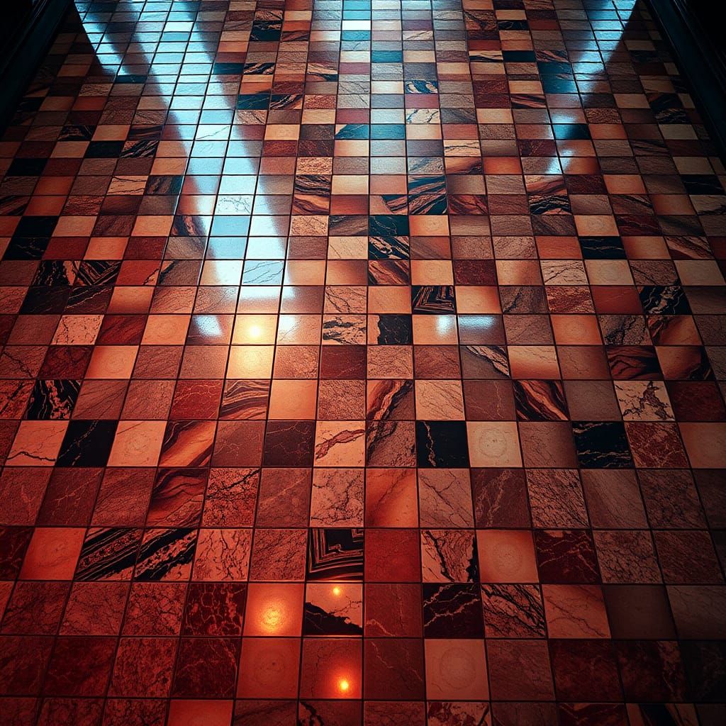 Colorful Marble Mosaic Floor in Hyperrealistic Style