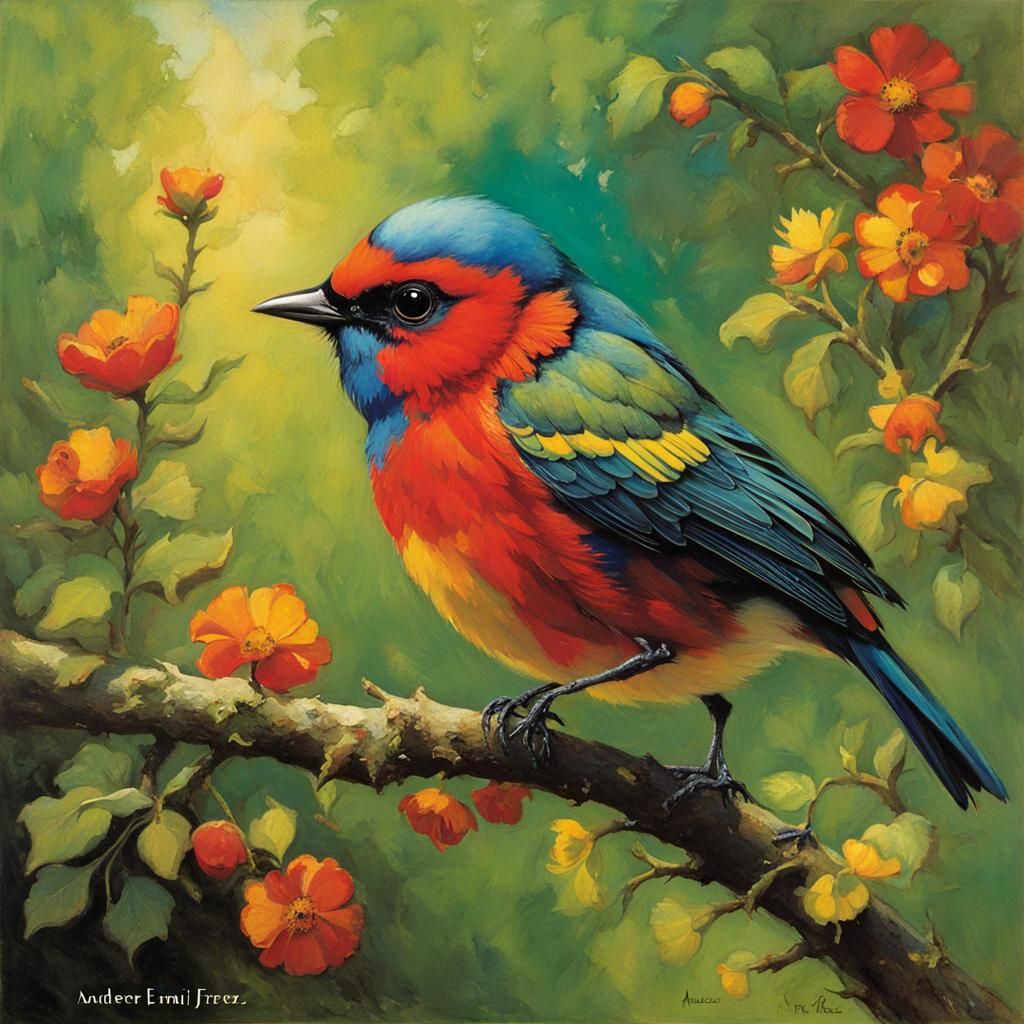 Cute Bird, in Expressionist Style