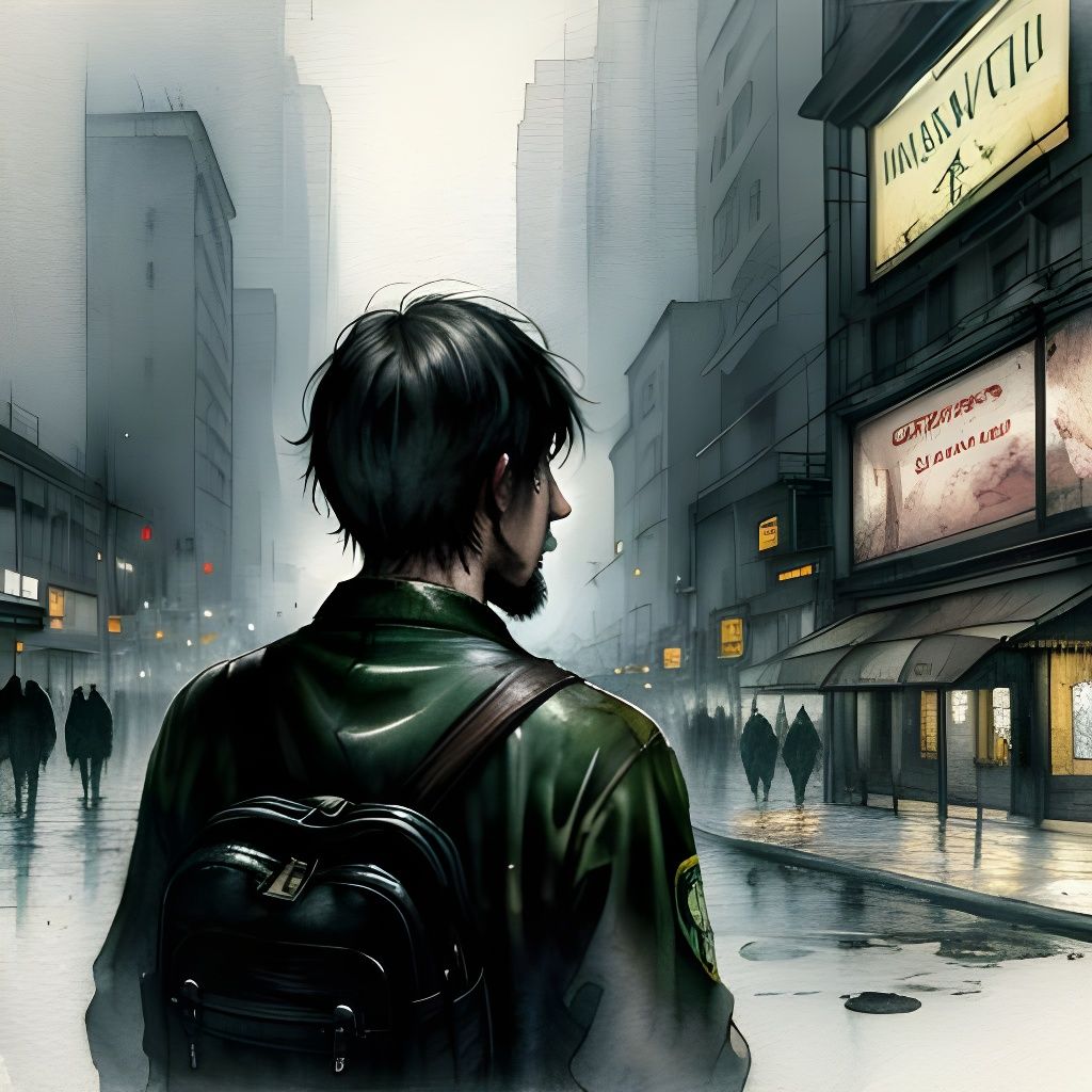 Luigi in Silent Hill: Watercolor Horror Illustration