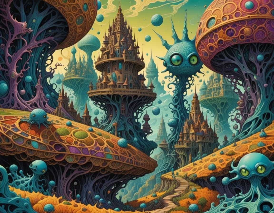 Surreal Sci-Fi World with Blue Creatures