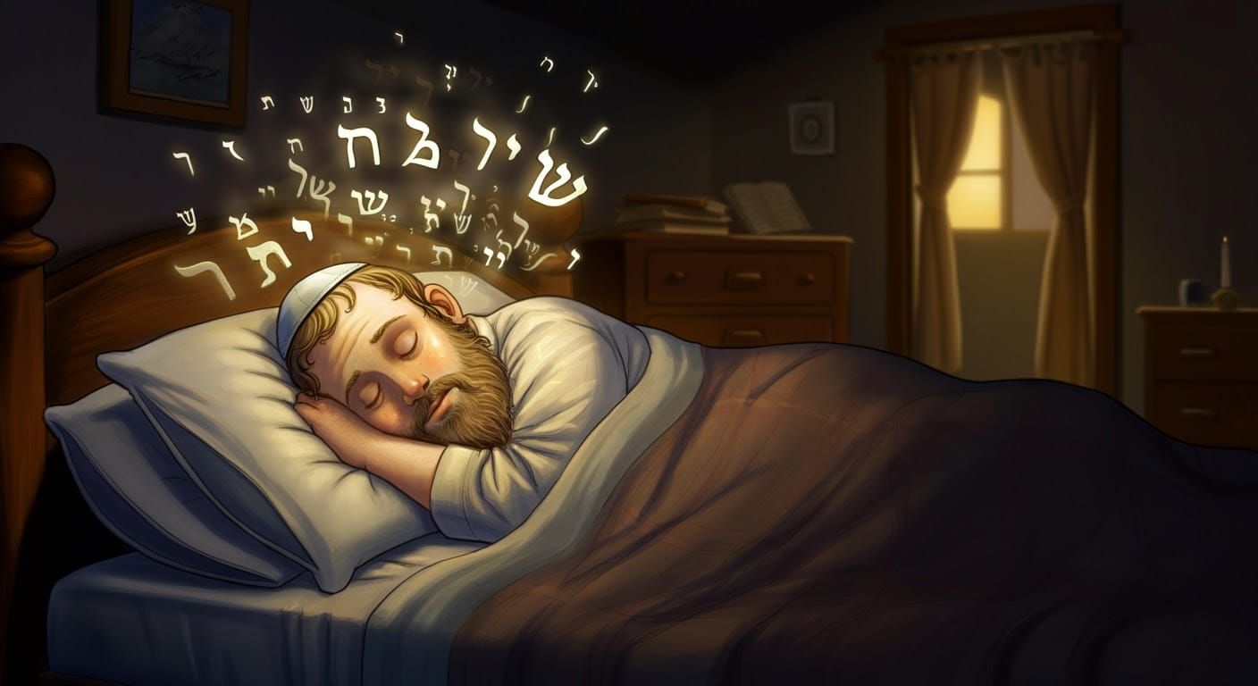 Dreaming Hasidic Man in Digital Illustration