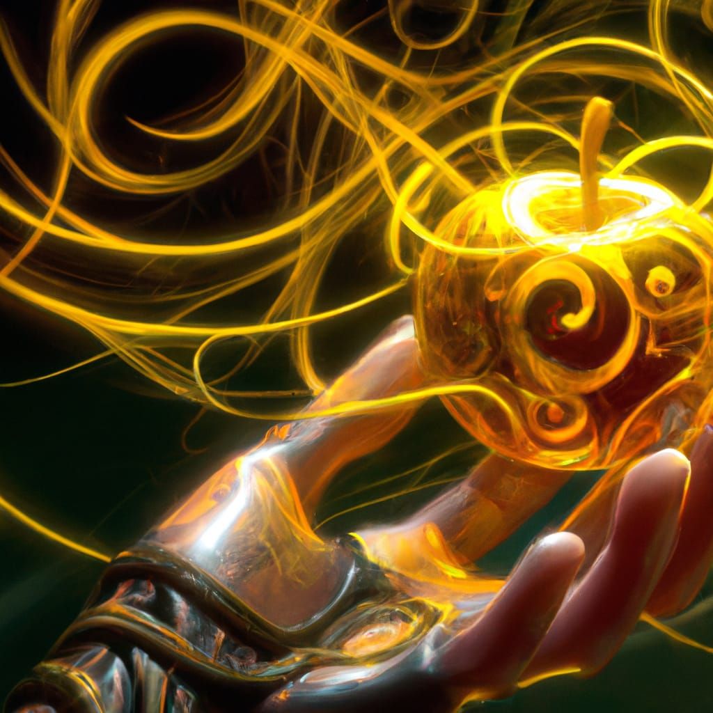Magical Golden Apple in Hyperrealistic Digital Art