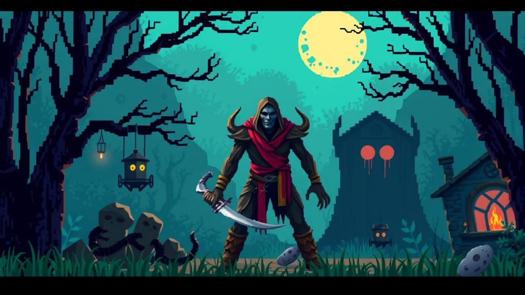 8-Bit Horror RPG Game Character Pixel Art