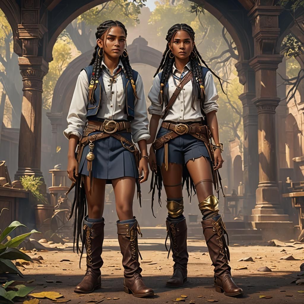 Indian Teen Outlaw in School Uniform, Detailed Digital Art