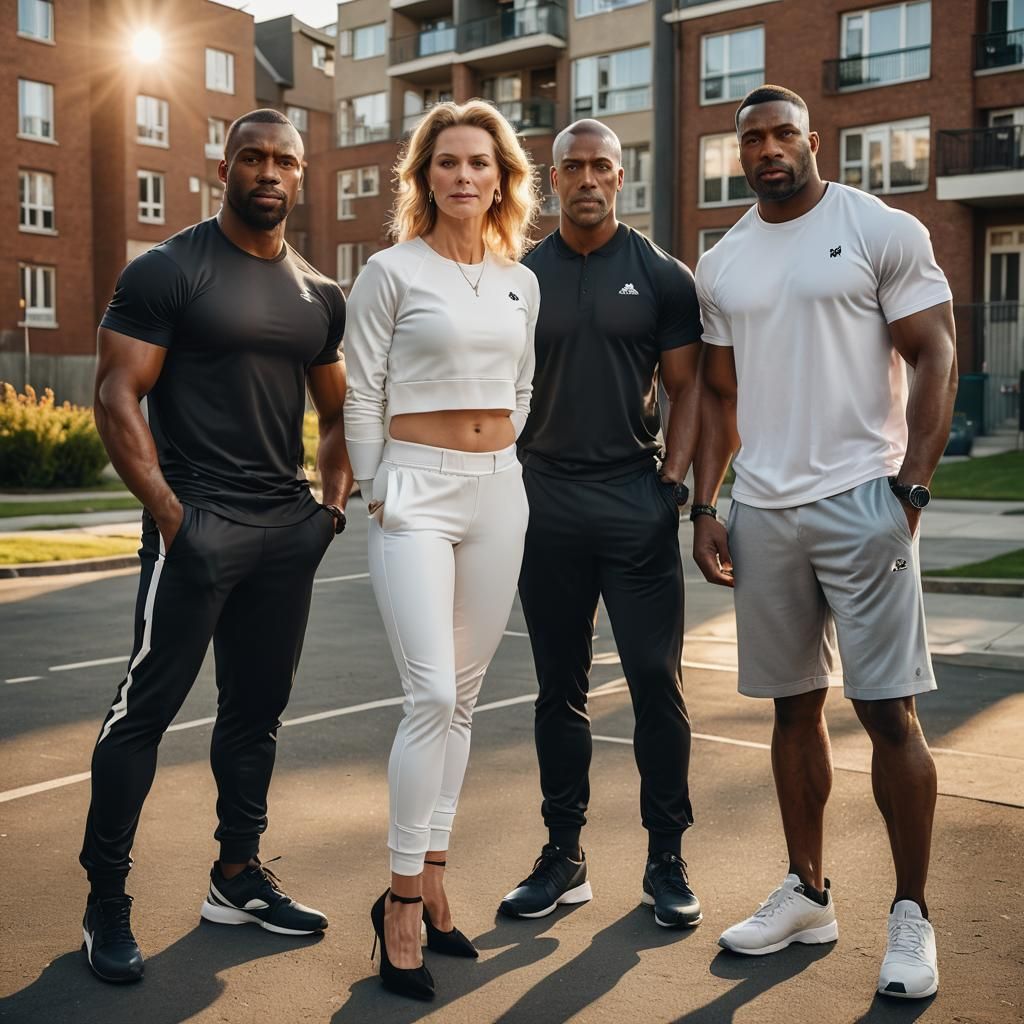 Edgy Urban Portrait of Woman with Men