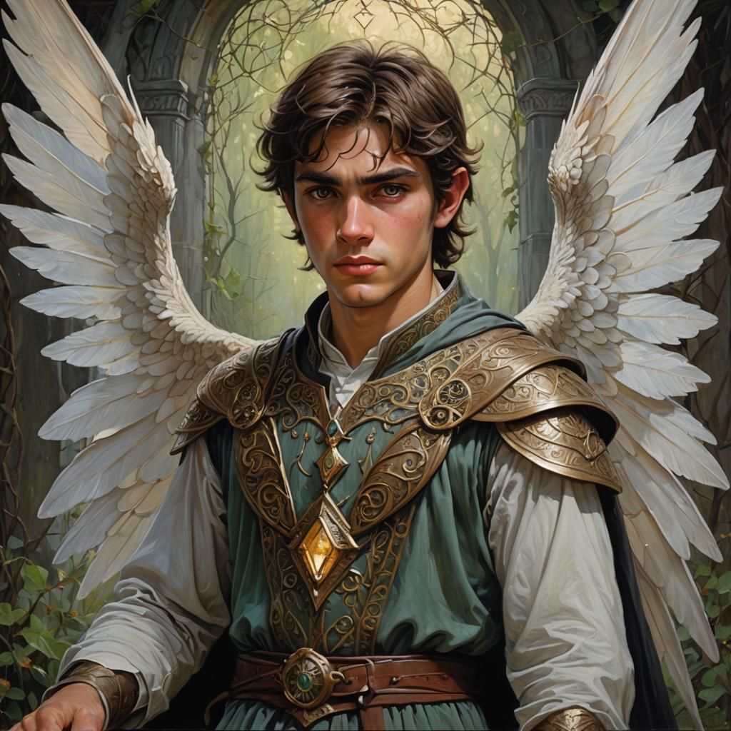 Muslim Warlock with Fairy Wings, Oil Painting