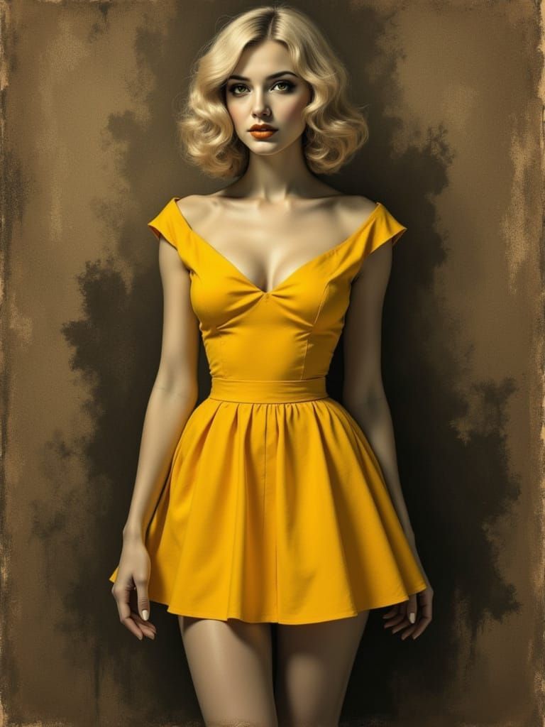 1950s Pin-Up in Charcoal Sketch Style