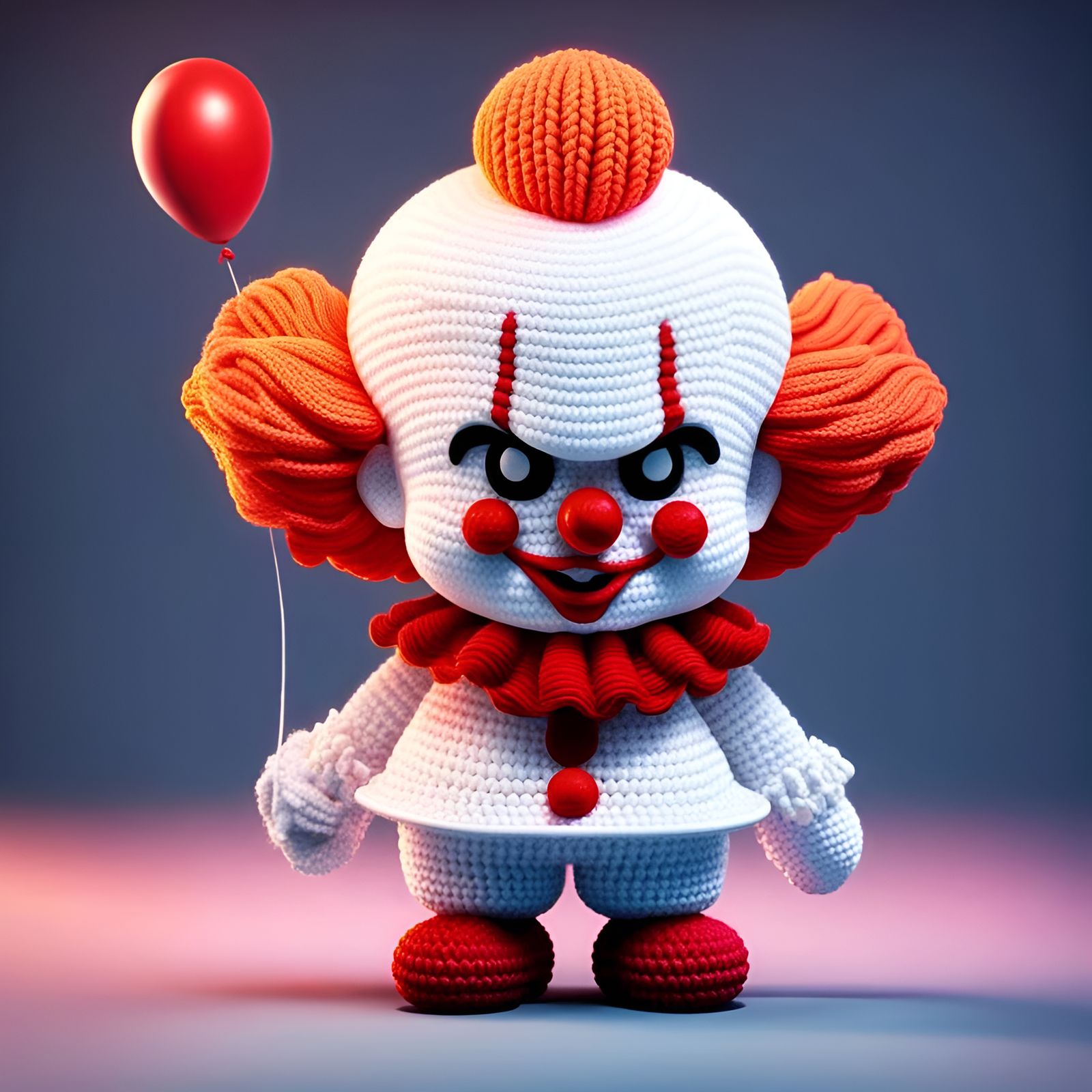 Crocheted Red Balloon in Pixar Style