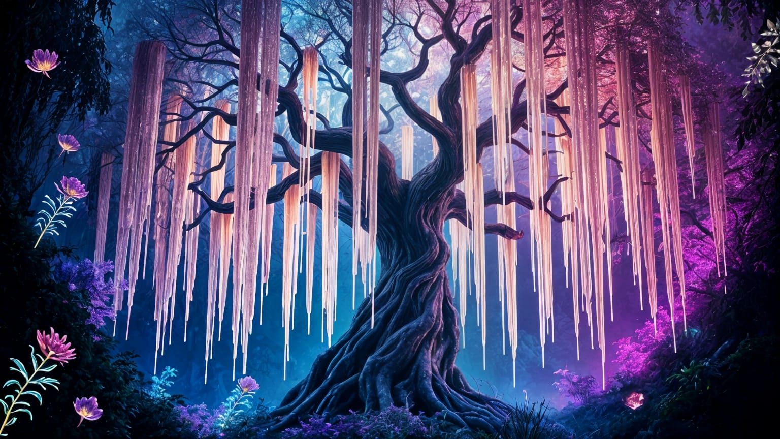 Glowing Tree of Dreams in Lush Alien Jungle